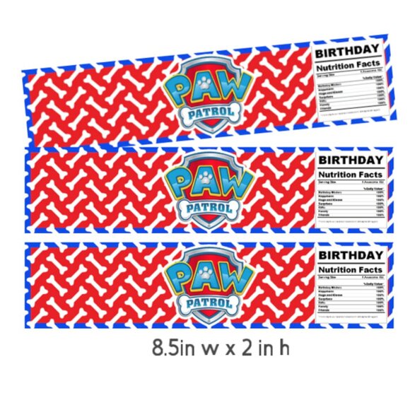 Custom Patrol Birthday Party Water Bottle Labels, 8.5 x 2 inches, Set of 12 - Picture 3 of 5